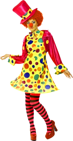 Colorful Clown Costume Portrait PNG image