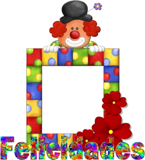 Colorful Clown Photo Frame Felicidades PNG image