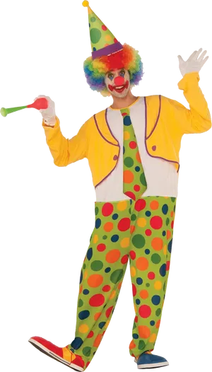 Colorful Clown Posing With Horn.jpg PNG image