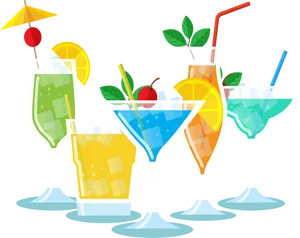 Colorful Cocktail Selection Illustration PNG image