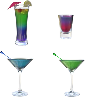 Colorful Cocktails Collection PNG image