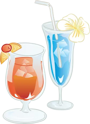 Colorful Cocktails Illustration PNG image