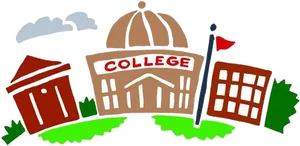 Colorful College Campus Illustration PNG image