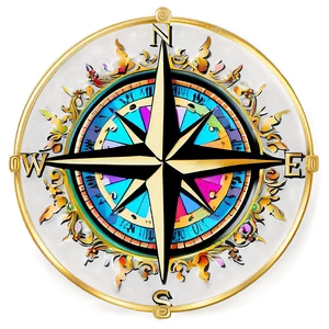 Colorful Compass Rose Illustration Png Kkm49 PNG image