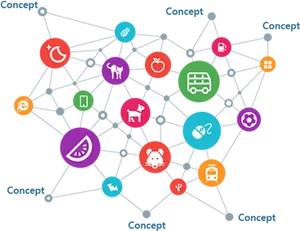 Colorful Concept Network Graph PNG image