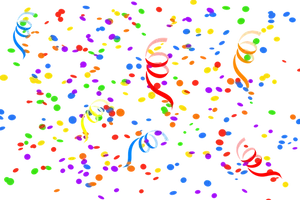 Colorful Confettiand Streamerson Black Background