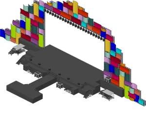 Colorful Container Stage Design PNG image