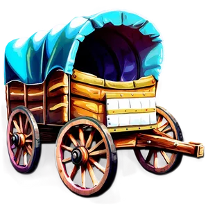 Colorful Covered Wagon Illustration PNG 06292024