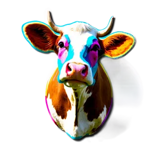 Colorful Cow Art PNG 05032024