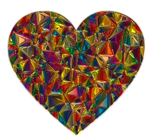 Colorful Crystal Heart Valentines PNG image