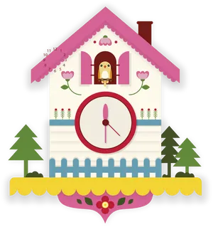 Colorful Cuckoo Clock Illustration