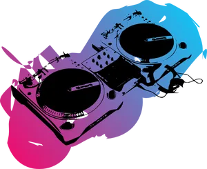 Colorful D J Turntable Graphic PNG