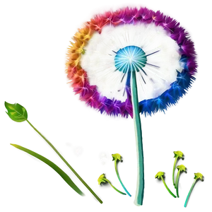 Colorful Dandelion Art PNG 05242024