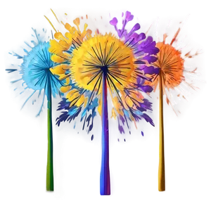 Colorful Dandelion Art PNG Oxb81