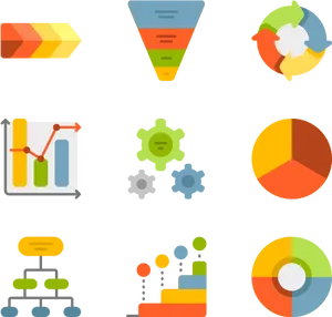 Colorful Data Visualization Icons Set PNG image