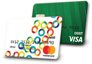 Colorful Debitand Gift Cards PNG image