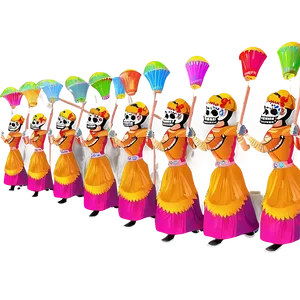 Colorful Dia De Los Muertos Procession PNG Vnv51 PNG