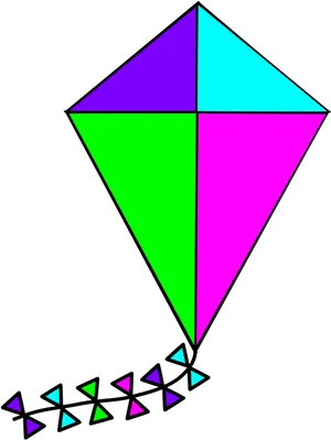 Colorful Diamond Kite With Tail PNG
