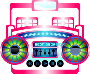 Colorful Digital Boombox Illustration PNG image