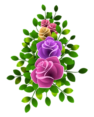 Colorful Digital Roses Artwork