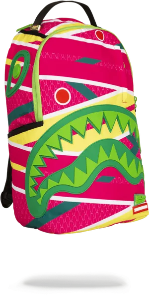 Colorful Dinosaur Backpack PNG