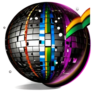 Colorful Disco Ball Illustration PNG