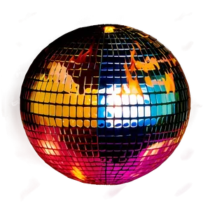 Colorful Disco Ballwith Flames PNG
