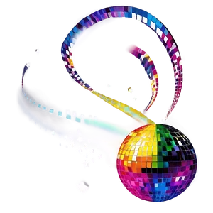 Colorful Disco Ballwith Ribbon Trail