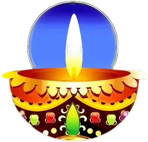 Colorful Diwali Diya Illustration PNG image