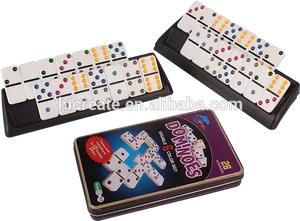 Colorful Dominoes Setwith Case PNG image