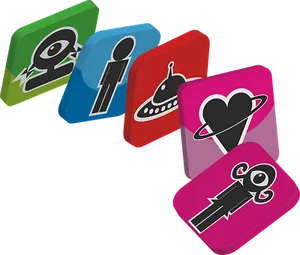 Colorful Dominoes With Symbols PNG image