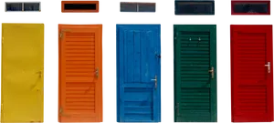 Colorful Doors Black Background PNG image