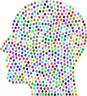 Colorful Dots Man Silhouette PNG image