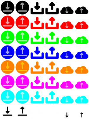 Colorful Download Upload Icons Set PNG image