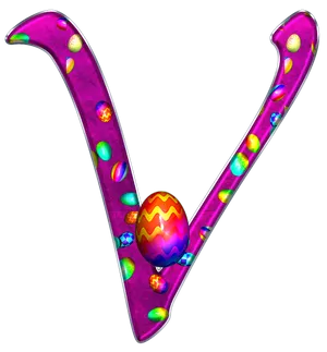 Colorful Easter Egg Letter V PNG