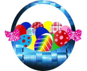 Colorful Easter Eggs Basket Illustration PNG image