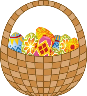 Colorful Easter Eggsin Basket PNG image