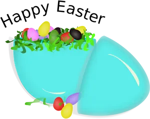 Colorful Easter Eggsin Blue Basket PNG image