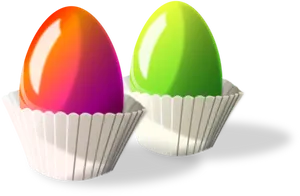 Colorful Easter Eggsin Cups PNG image