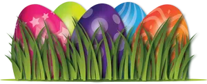 Colorful Easter Eggsin Grass