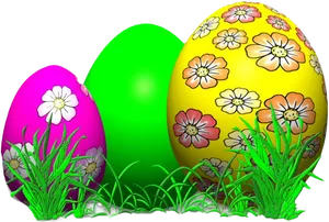 Colorful Easter Eggsin Grass PNG image