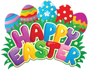 Colorful Easter Greeting PNG image