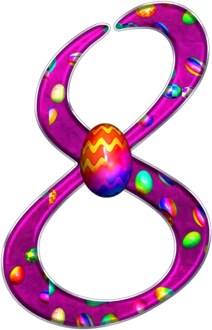 Colorful Easter Number8 PNG image