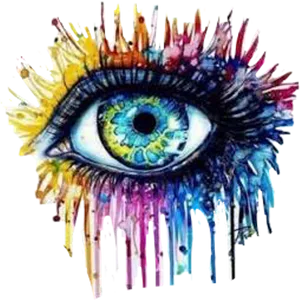 Colorful Eye Art Dripping Paint PNG image