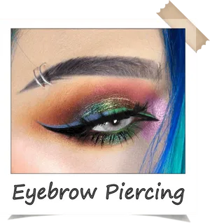 Colorful Eyebrow Piercing Makeup PNG image