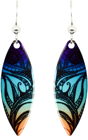 Colorful Feather Earrings Artistic Design PNG image