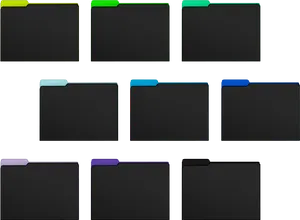Colorful File Folders Array PNG