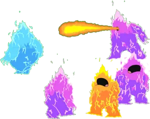 Colorful_ Fire_ Elementals_ Attack PNG image