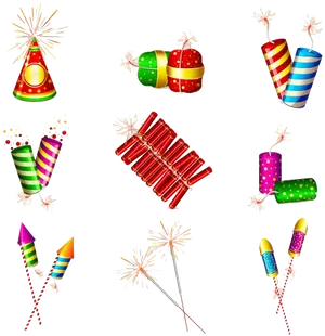 Colorful_ Firecrackers_ Collection_ Diwali PNG image
