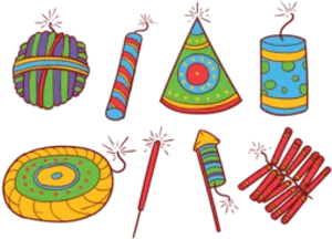 Colorful_ Firecrackers_ Illustration_ Diwali PNG image
